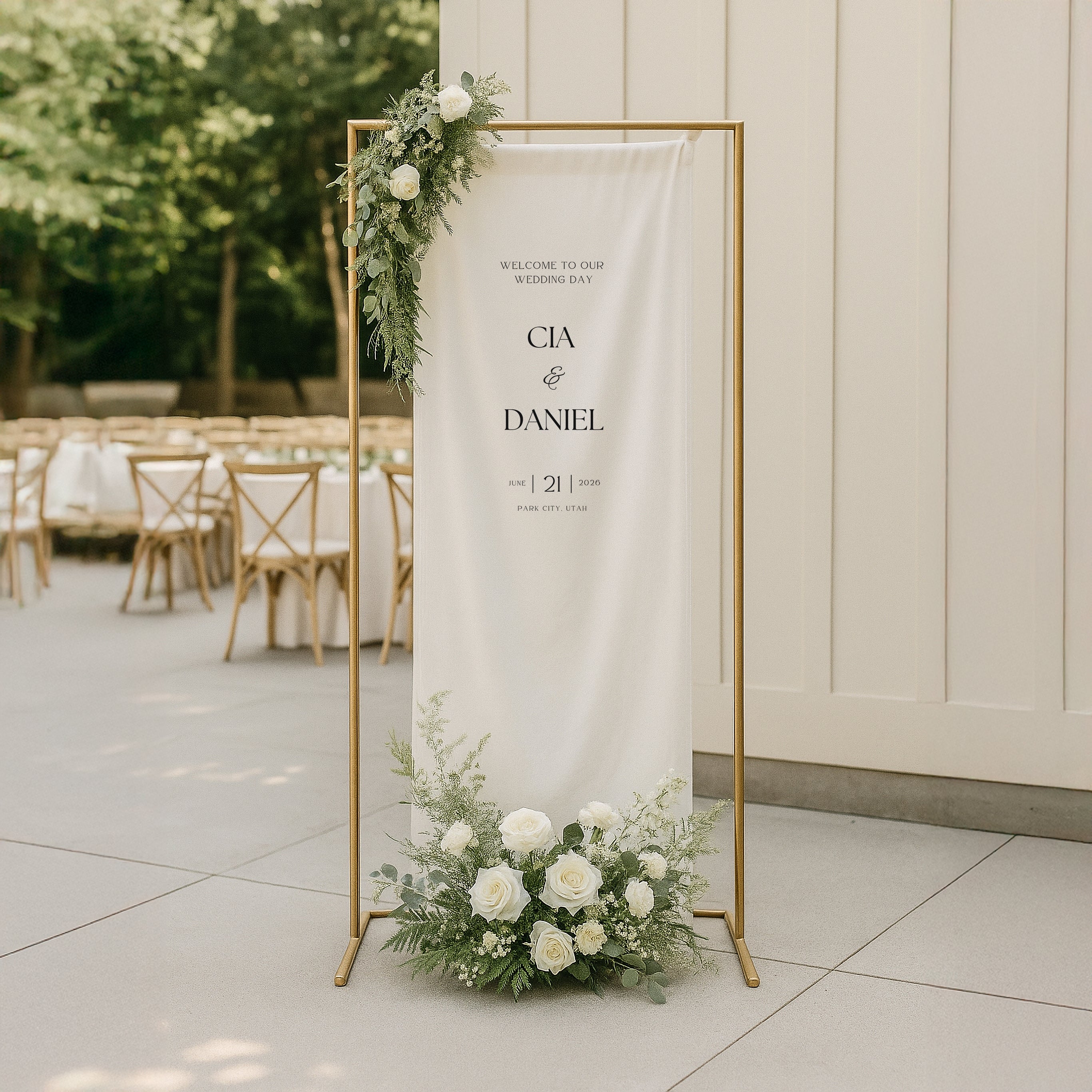 The Seasons Linen Welcome Sign